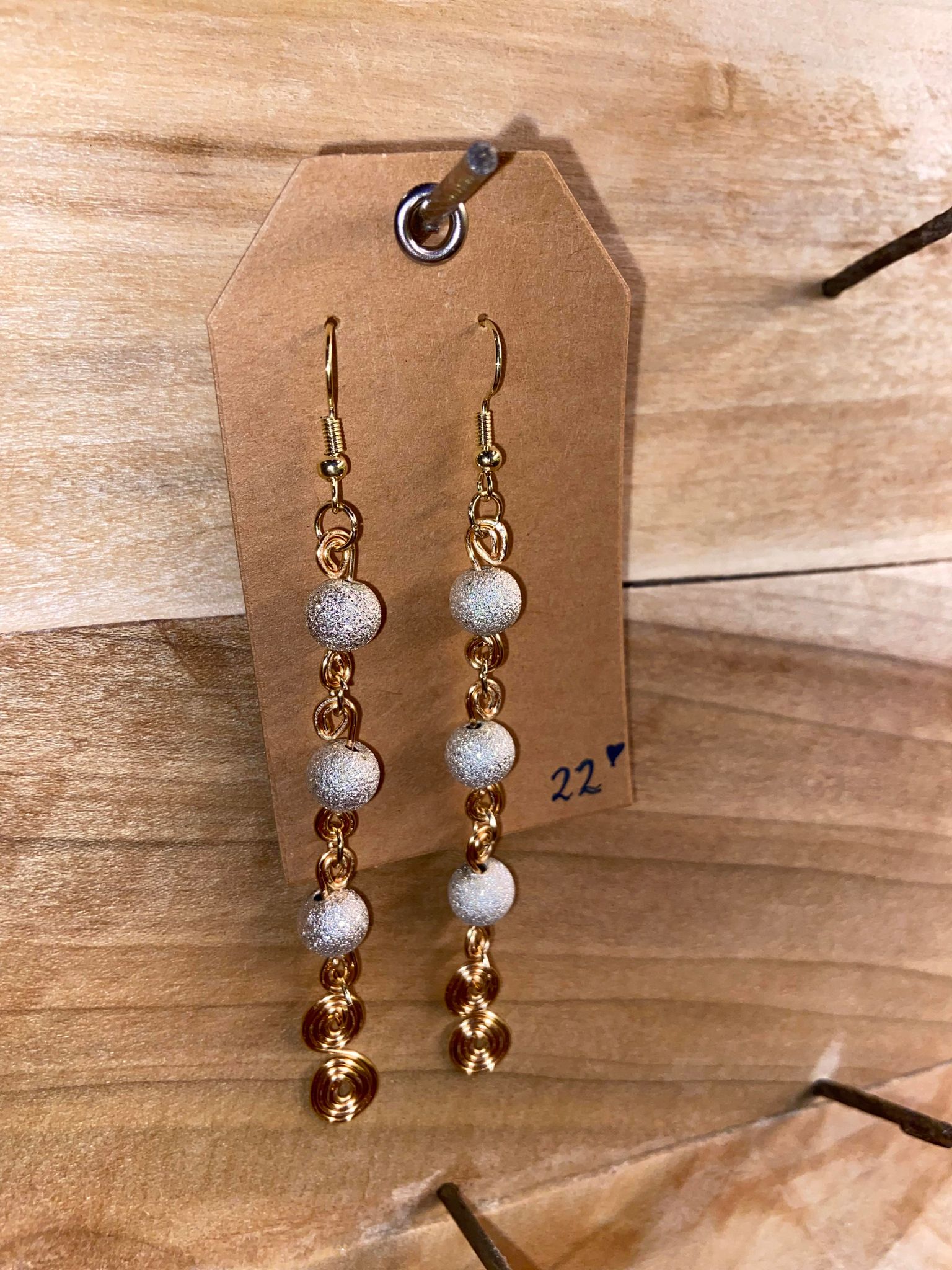 Silver and Gold Sparkling Spiral Earrings