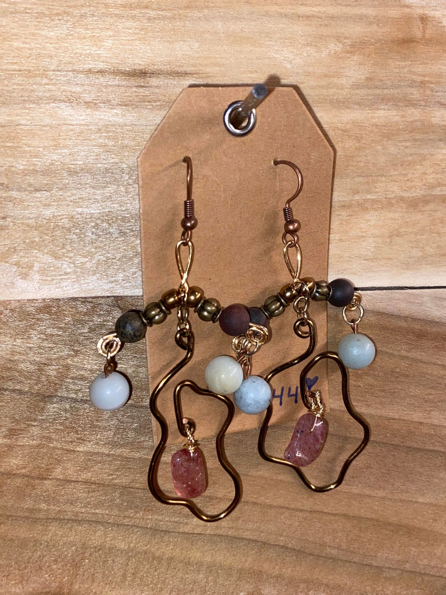 Beaded Womb Rose Quartz Earrings