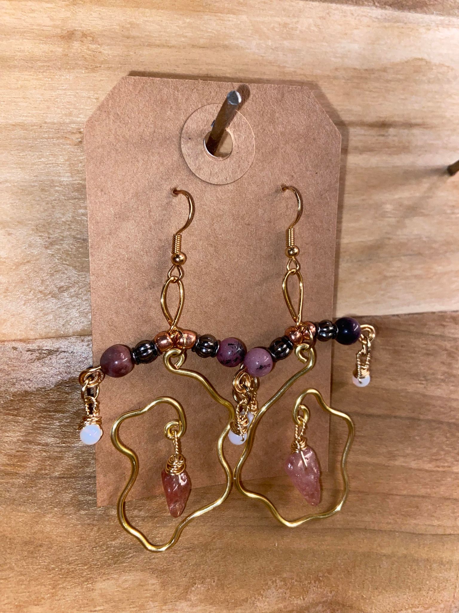 Rose Quartz Opalite Womb Earrings
