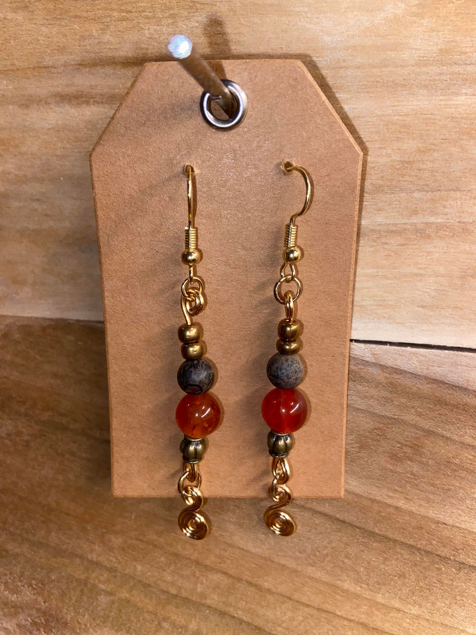 Earth Tone Beaded Spiral Earrings