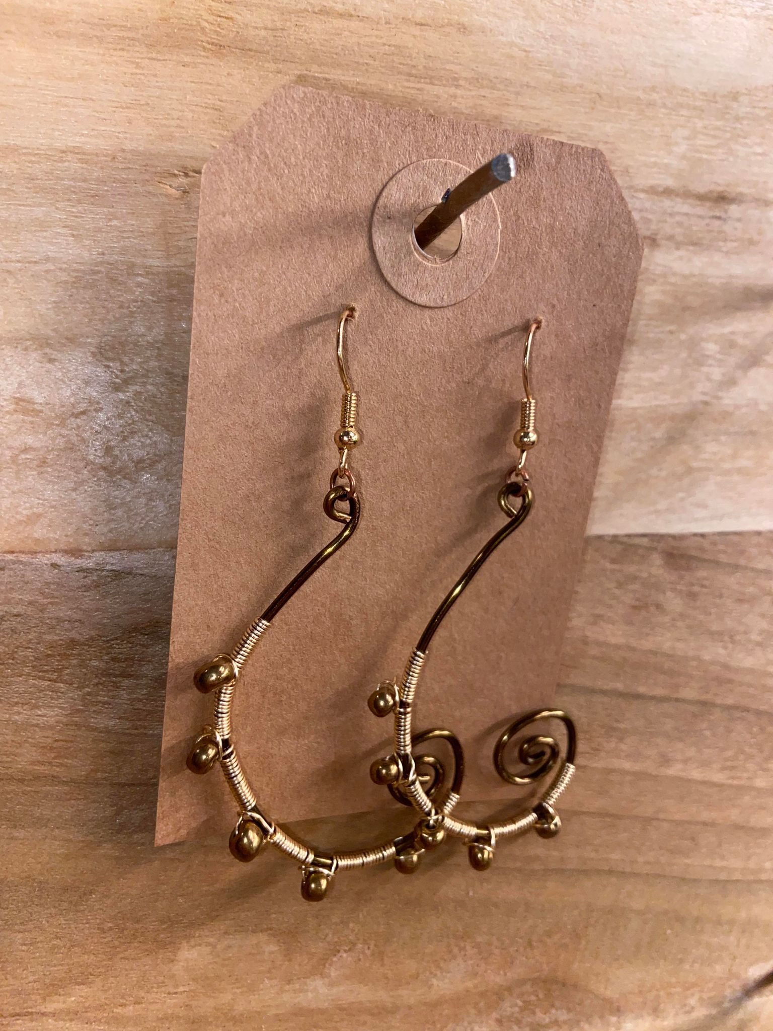 Wrapped Bronze Spiral Hoops