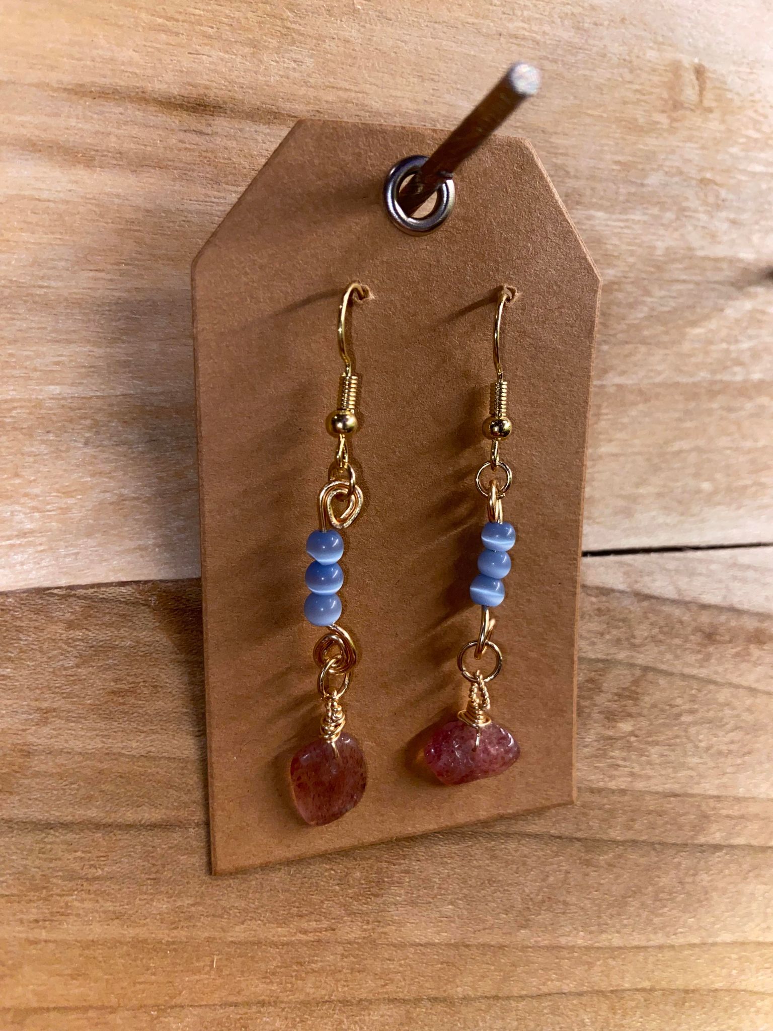 Rose Quartz Beaded Dangle Earrings